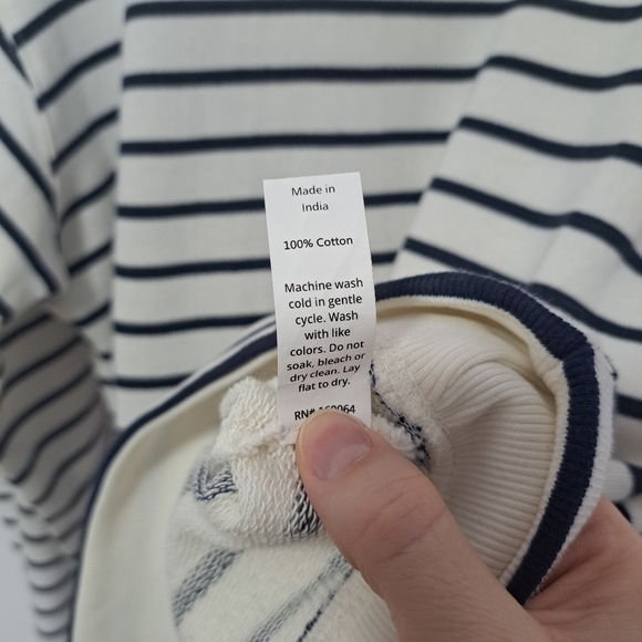 Addison Bay Luxe Terry Lyndon Pullover Sweatshirt Navy Stripe Small - Picture 9 of 10
